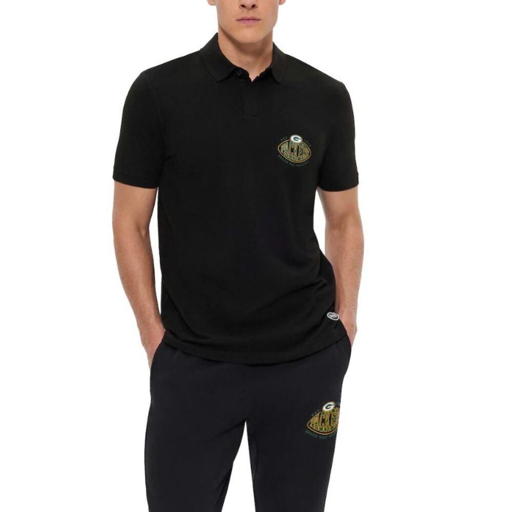 Hugo Boss Men's Black Green Bay Packers Polo T-Shirt Size S